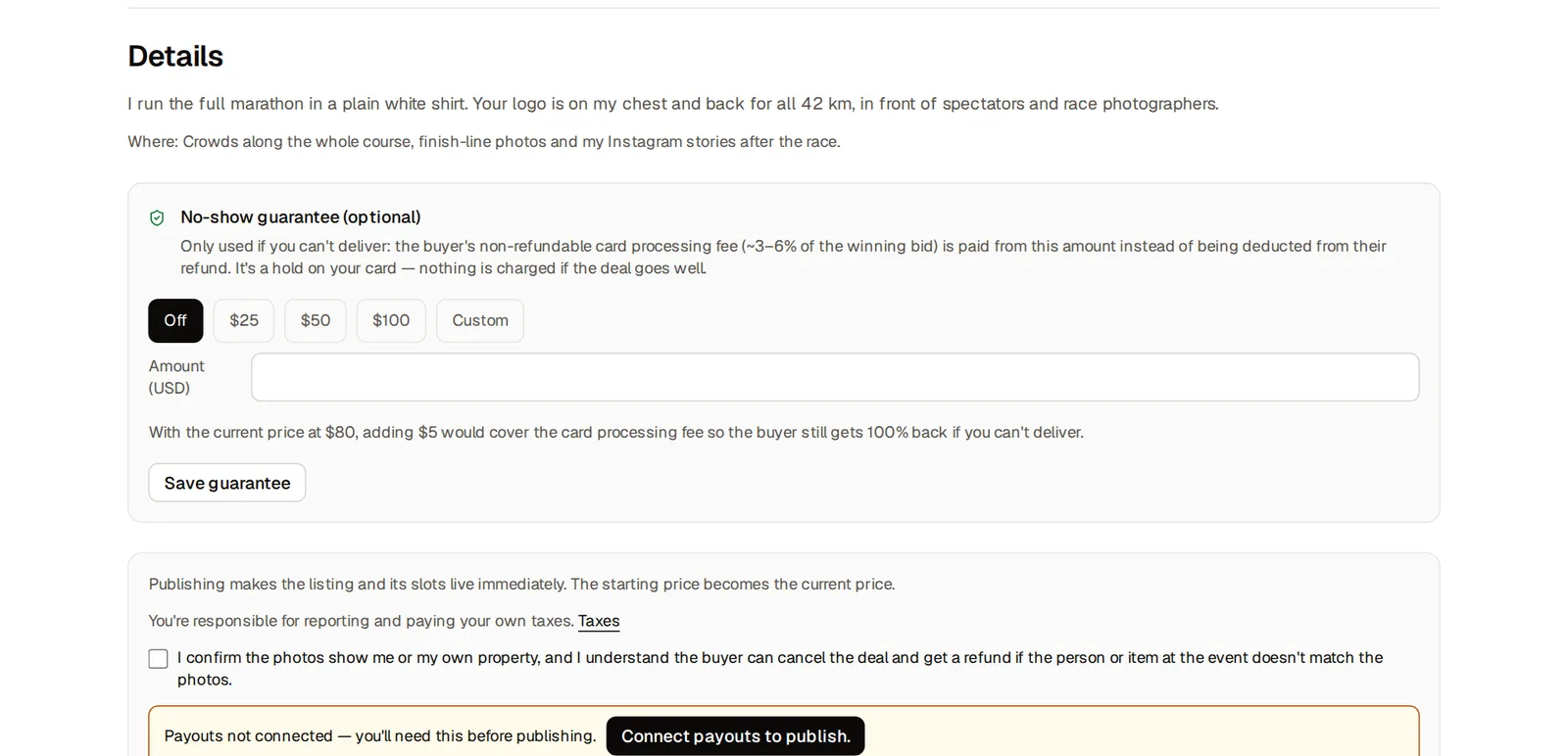 Publish your placement